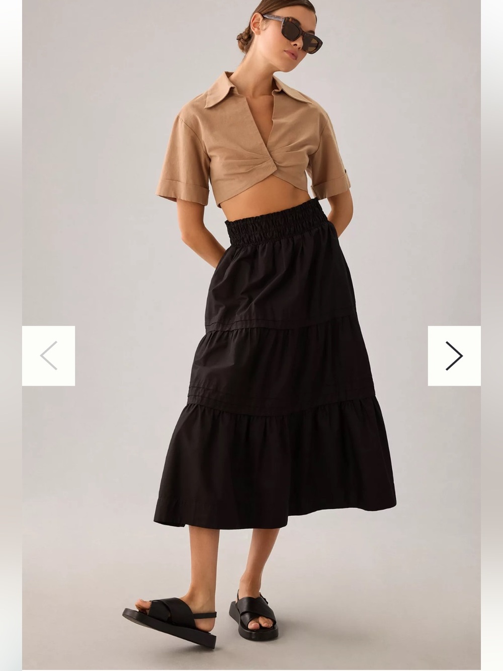 Anthropologie Boho Cotton Tiered Black Somerset Maxi Skirt Size Medium